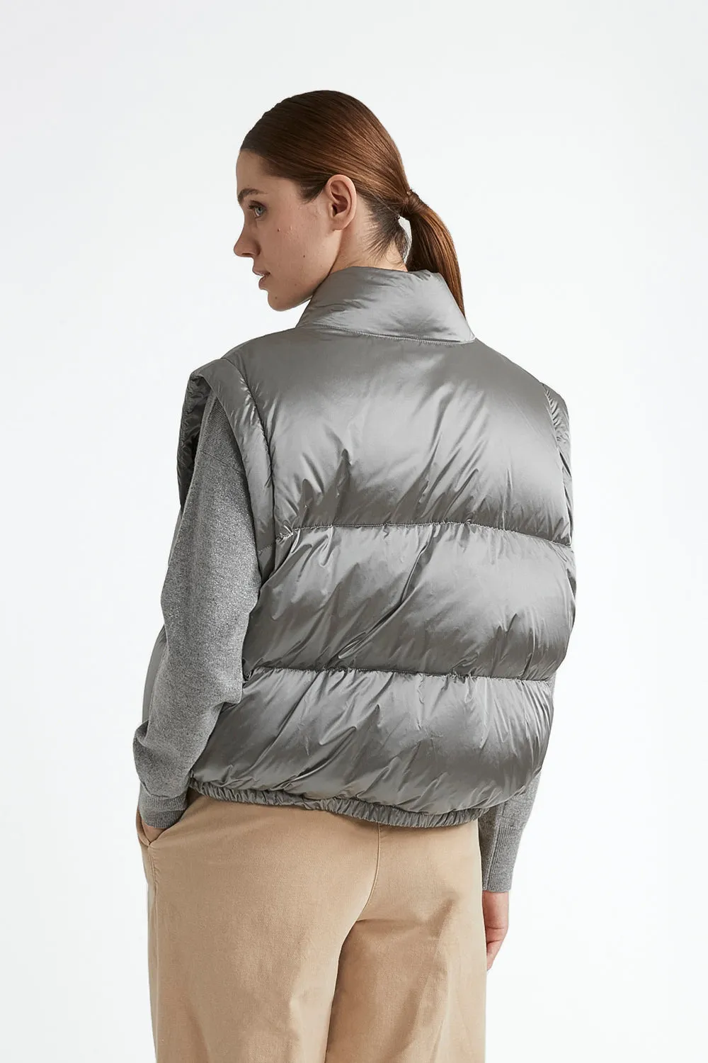 WR iridescent nylon twill puffer jacket