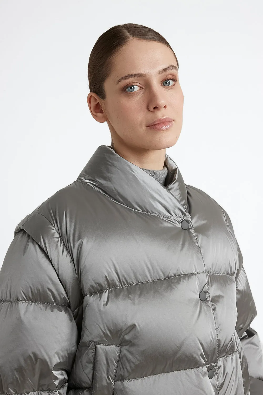 WR iridescent nylon twill puffer jacket