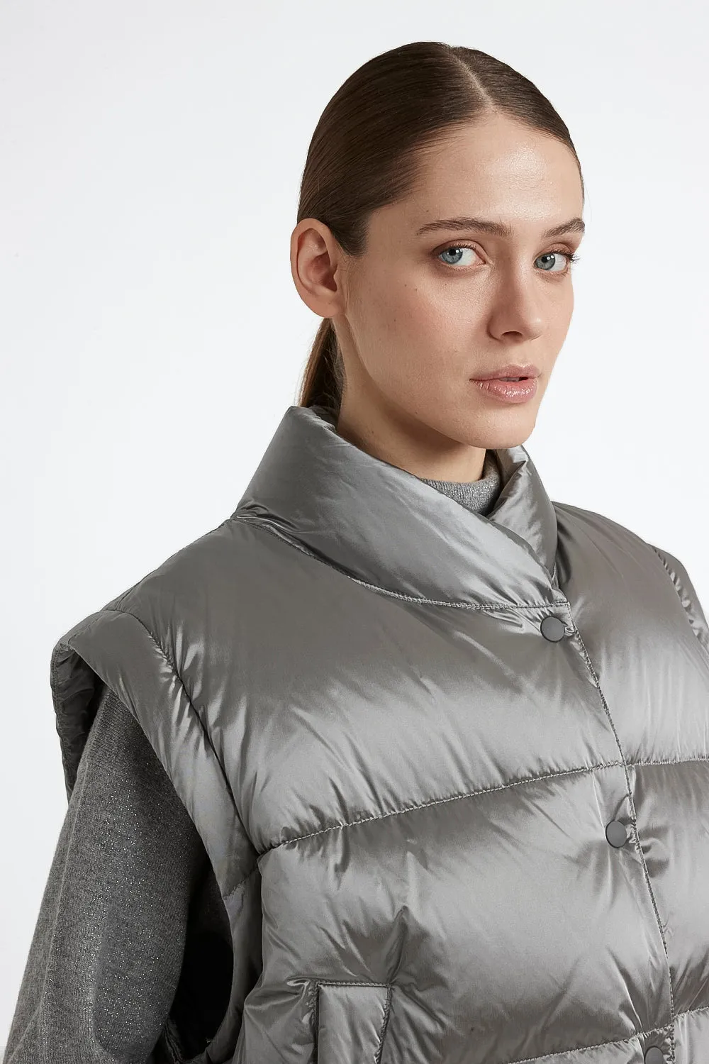 WR iridescent nylon twill puffer jacket